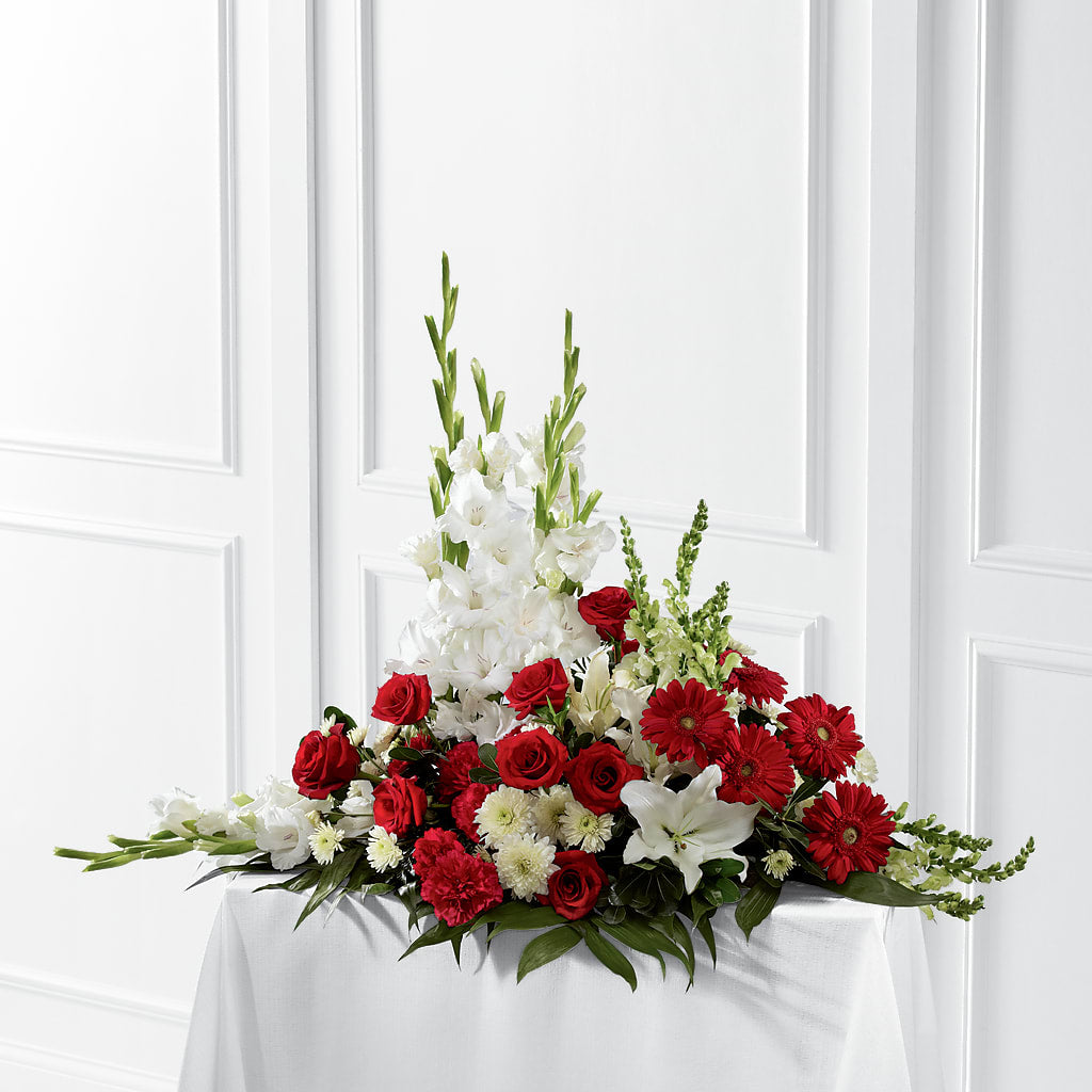 Crimson & White Arrangement – Ashland Floral Gardens Llc, Ashland OH