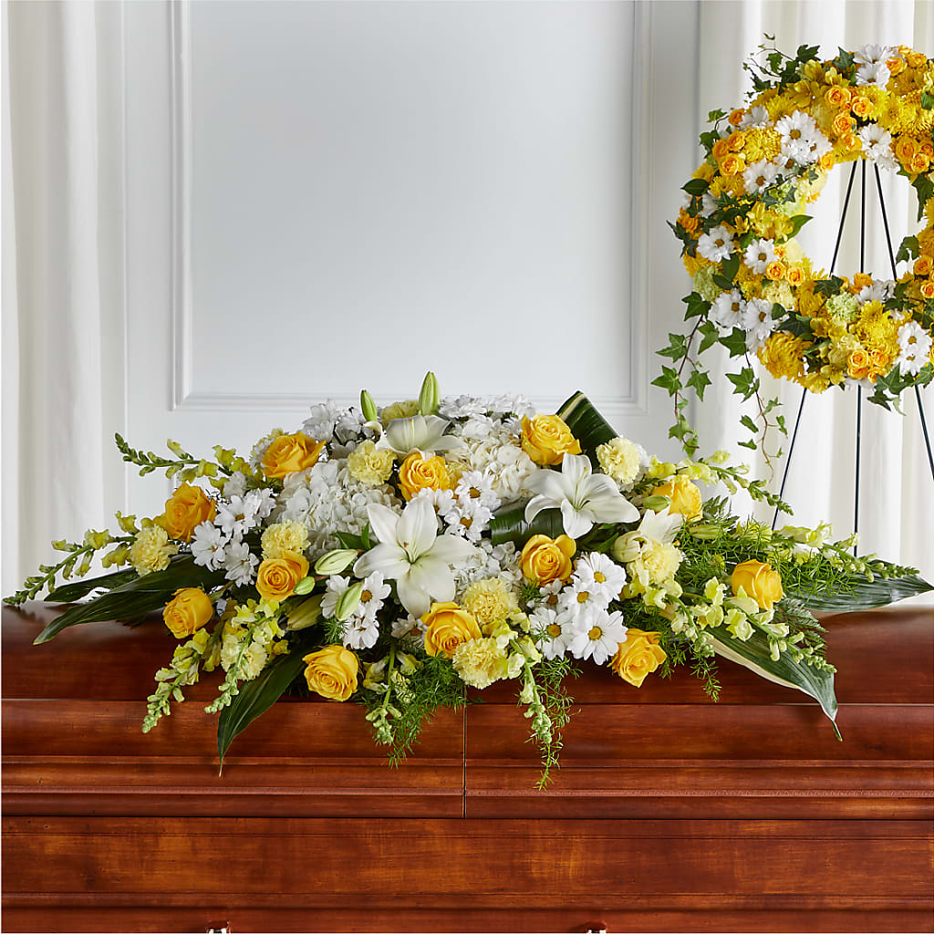 Golden Harmony Casket Spray – Ashland Floral Gardens Llc, Ashland OH