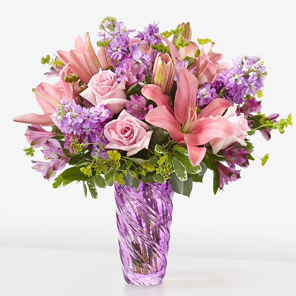 Precious Petals Bouquet with Luxe Swirl Vase – Ashland Floral Gardens Llc, Ashland OH