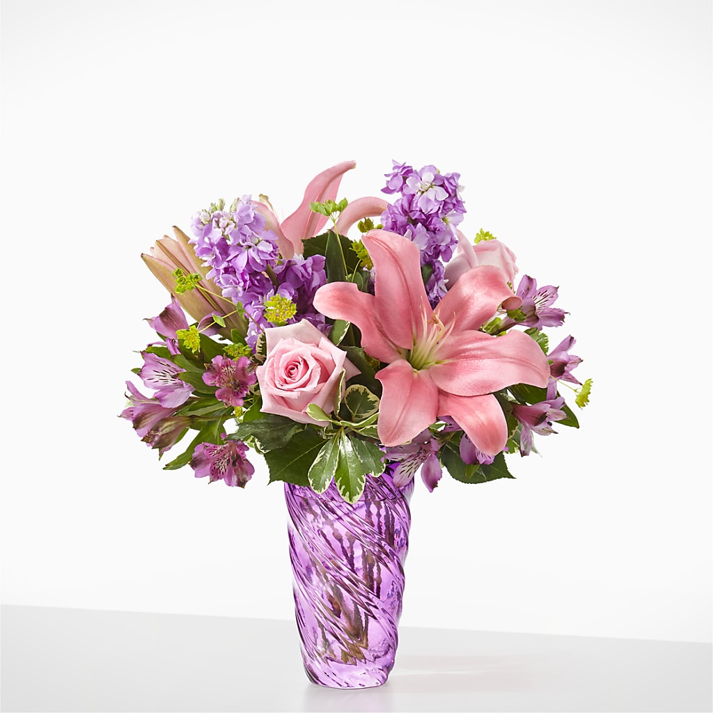Precious Petals Bouquet with Luxe Swirl Vase – Ashland Floral Gardens Llc, Ashland OH