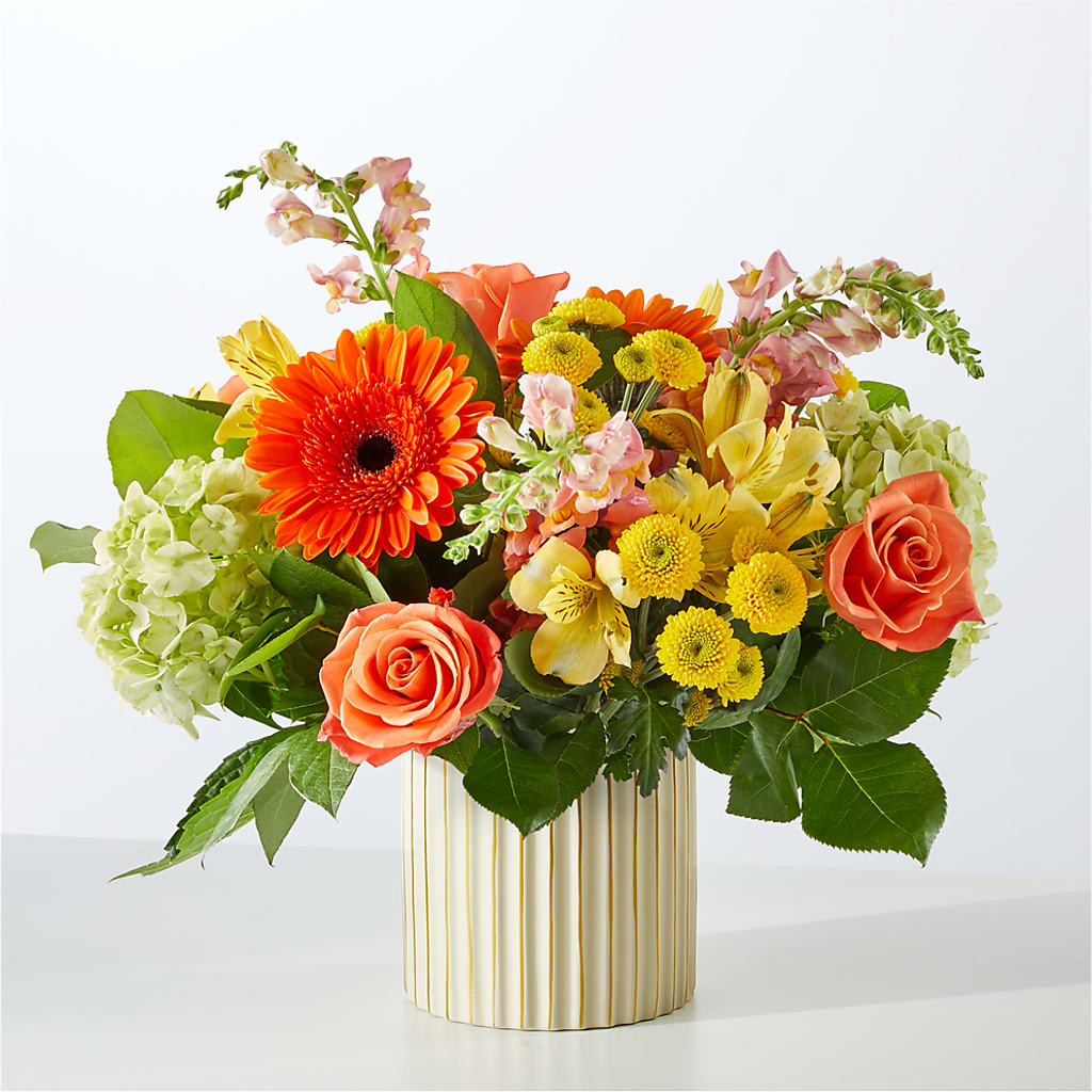 Autumn Sunshine Bouquet with Ivory Vase –  Ashland Floral Gardens Llc, Ashland OH