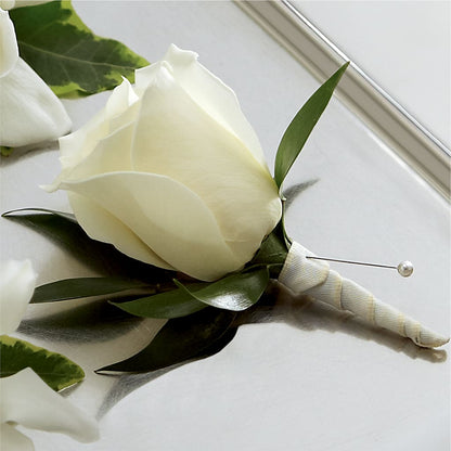 White Rose Boutonniere –  Ashland Floral Gardens Llc, Ashland OH